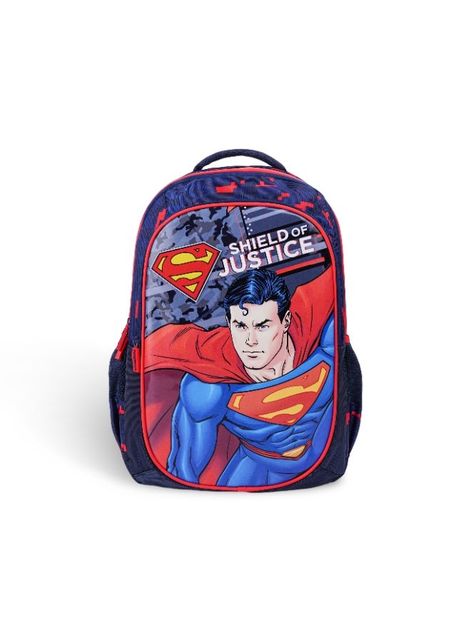 SUPERMAN طقم المدرسة للأطفال من سوبرمان 3 قطع – حقيبة ظهر، حقيبة غداء وعلبة أقلام | تصميم درع العدالة | مرخص رسميًا - Image 3